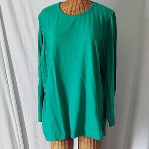 Ladies ONLY NECESSITIES Long Sleeve Tee Shirt in Green - 2X